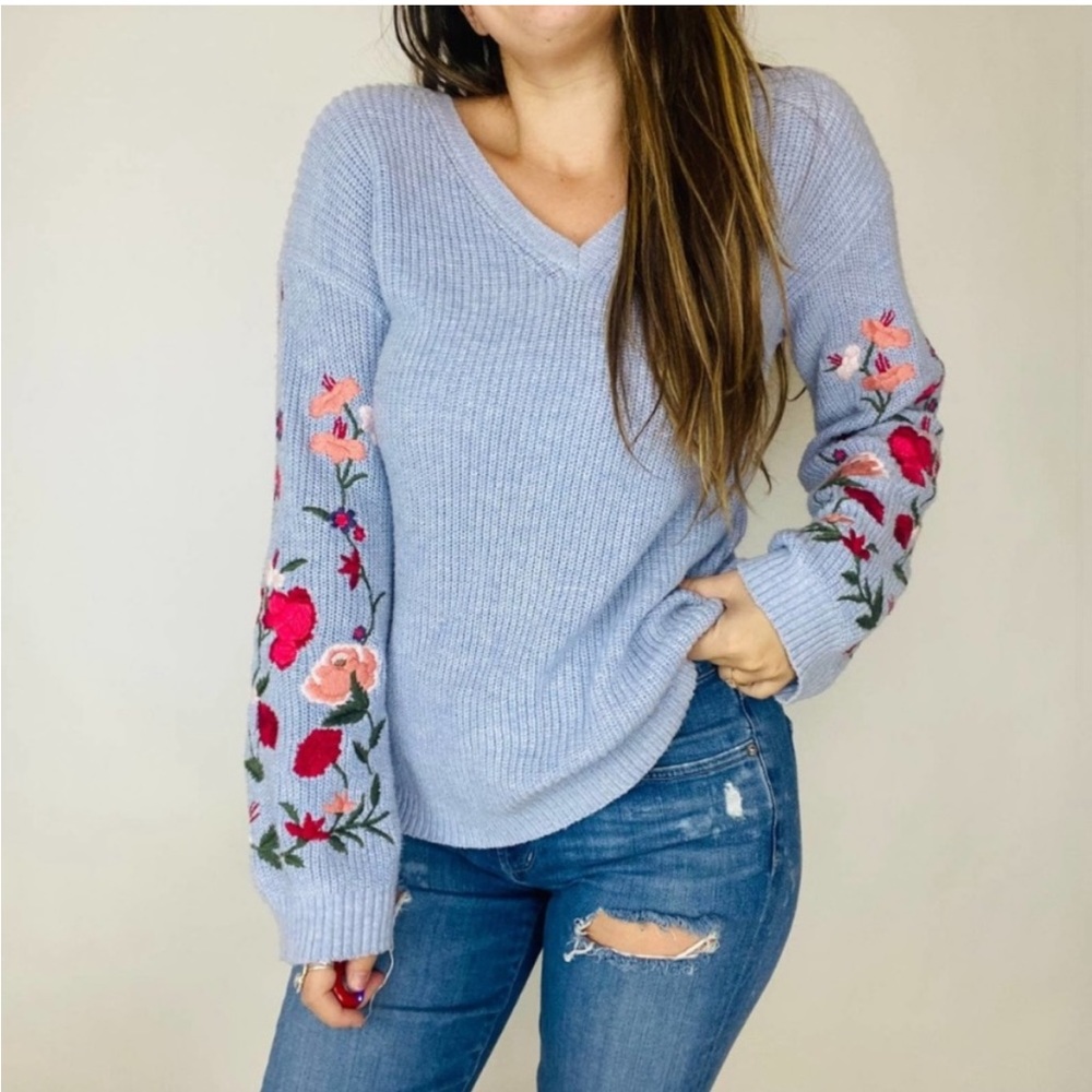 AE Floral Embroidered Sweater